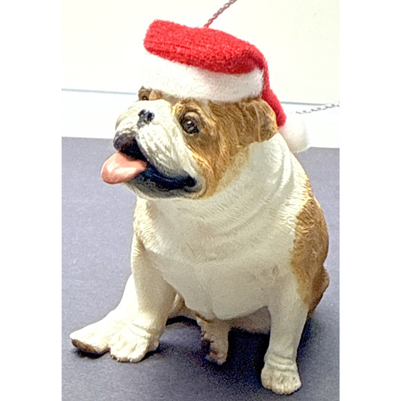 Vintage Sandicast Bulldog Puppy Dog Fawn Ornament Hat Box - Picture 15 of 16